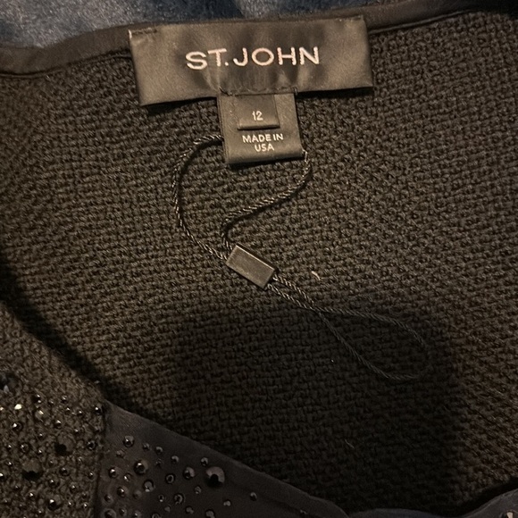St. John Beaded Organza Trimmed Boucle Jacket Sz12 NWOT - Picture 13 of 15